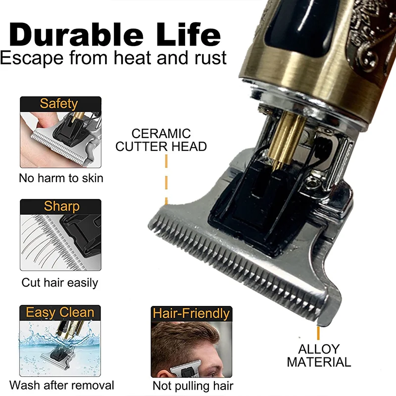 男性用のプロ用バリカン,ヘアカットとひげ剃り用のt9バリカン,2つのコードレスシェーバー