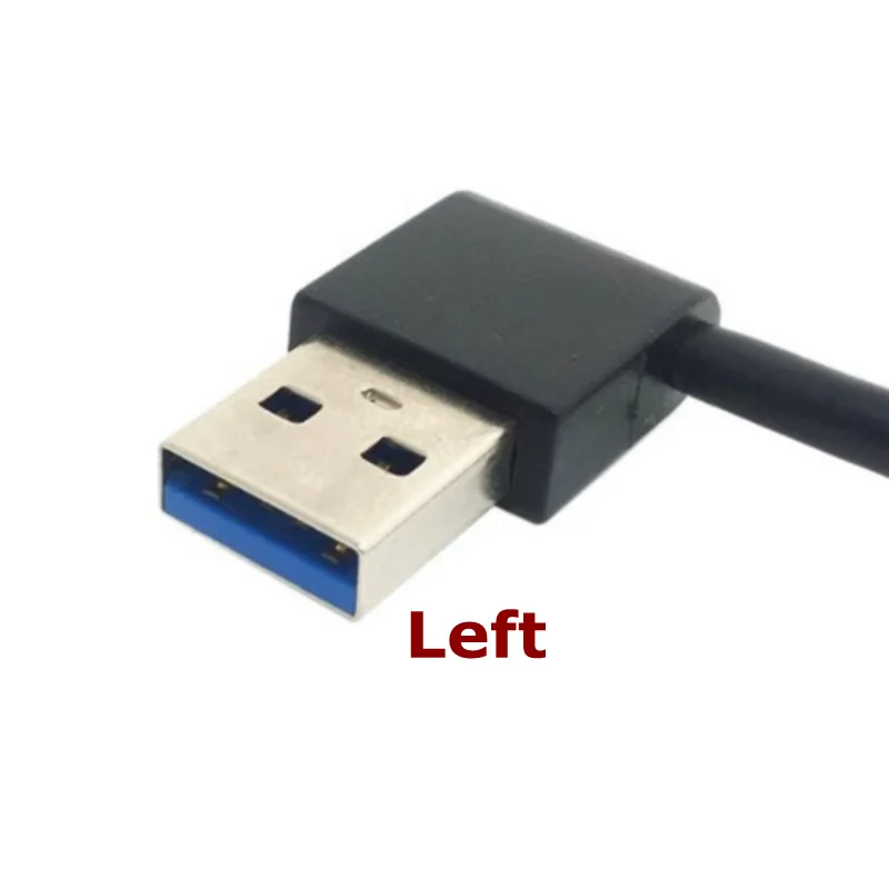 5Gbps 0.5m 25cm USB 3.0 Type A Male TO Male 90 Degree Left Angled to Right Angled Extension Cable Straight Connection