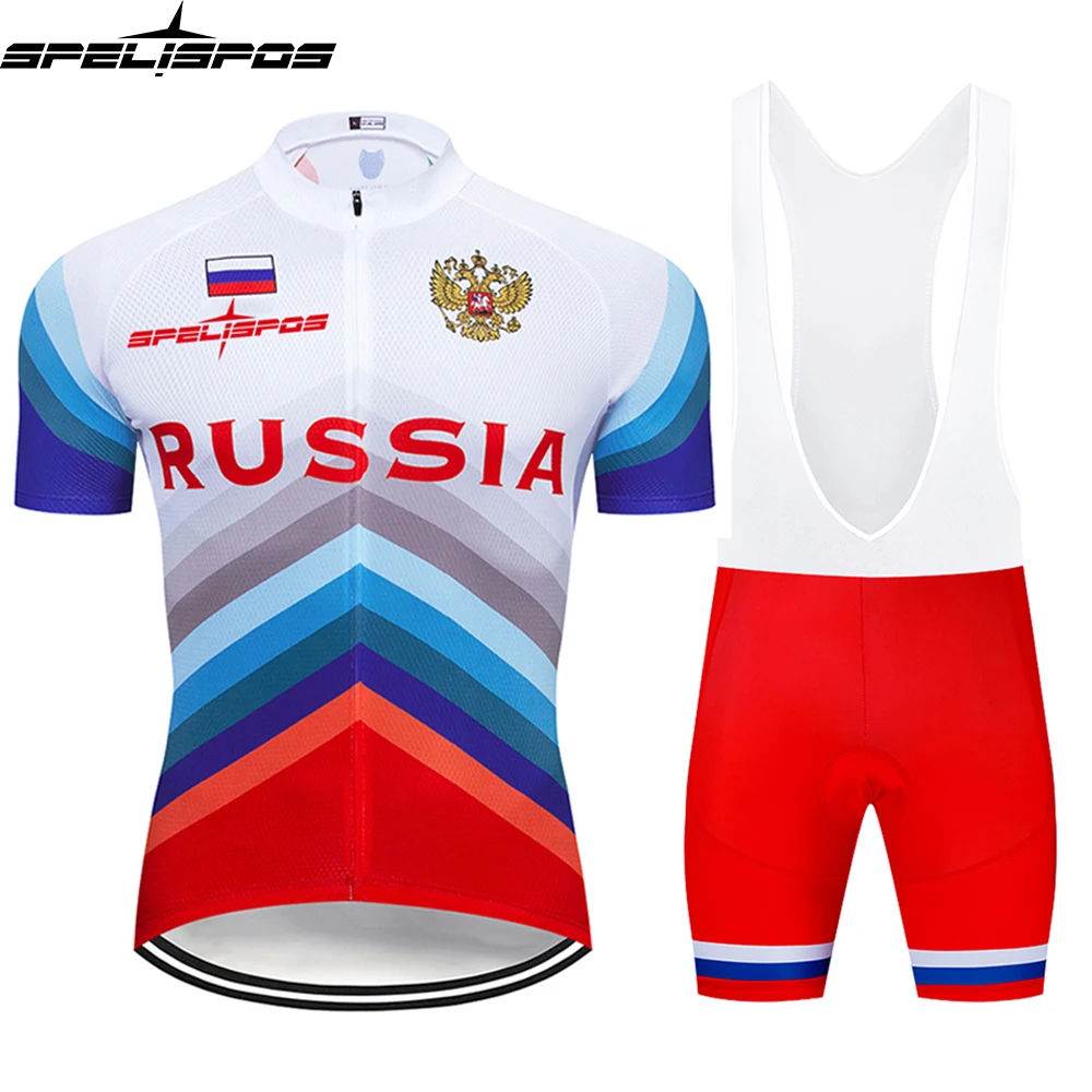 Russia Race Team Game Cycling Suit 2020 Red Shirts Summer Short Sleeve Bike Jersey Kit Ciclyng Set Ciclismo Uniforme Maillot Bib