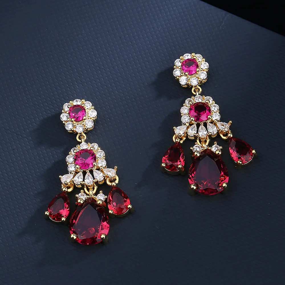 925 sterling silver fashion trend colorful diamond geometric earrings female party birthday earrings