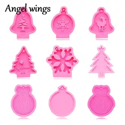 DY0132 Glossy Christmas Tree/Bell/Snowflake Silicone Keychain Molds, Make Crafts with Epoxy DIY Handmade charms Resin art Mold