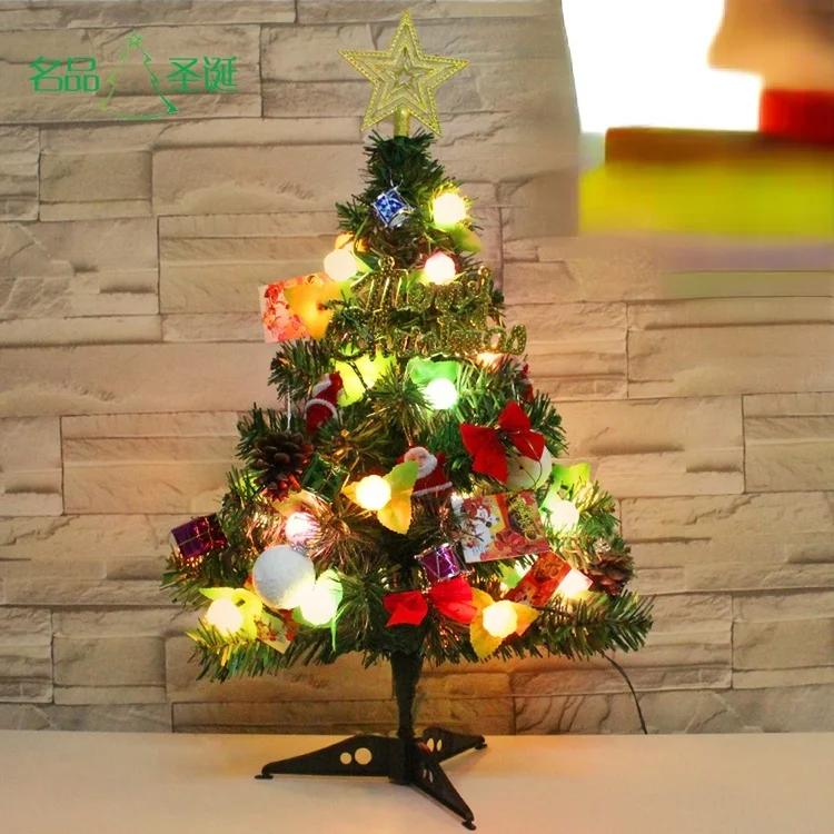 

60cm Small Luminous Christmas Tree Package Desktop with Light Mini Window Small Tree Decoration Small Children's Home