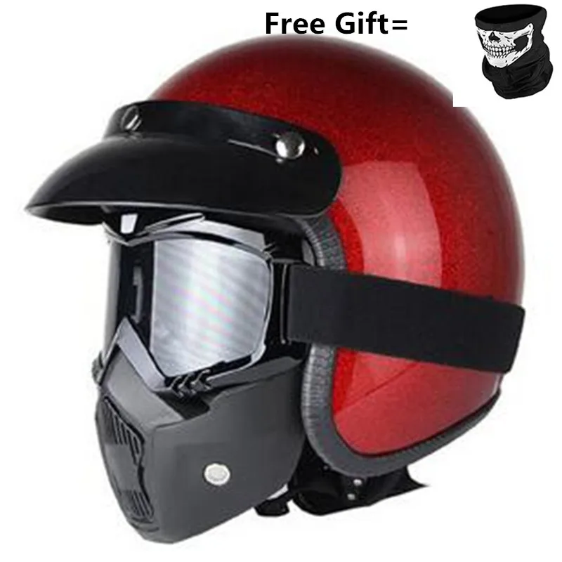 Red Shine Top Quality Open Face Motorcycle Helmet Visor Silver Color Available Vintage Helmet Windshield Shield