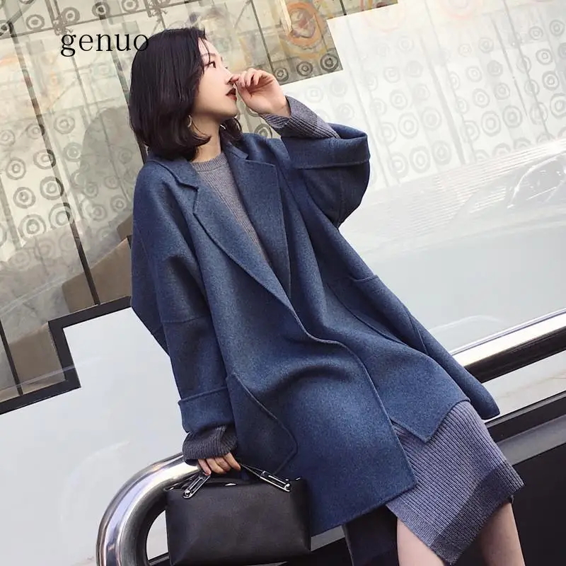 2020 New Autumn And Winter Wool Jacket Women Loose Korean Cashmere Coat Mid-long Woolen Coat Female