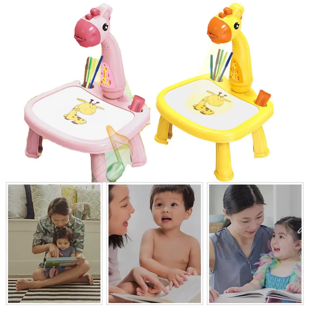 Children Led Projector Art Drawing Table Toys Kids Painting Board Desk Arts Crafts Educational Learning Paint Tools Toy for Girl