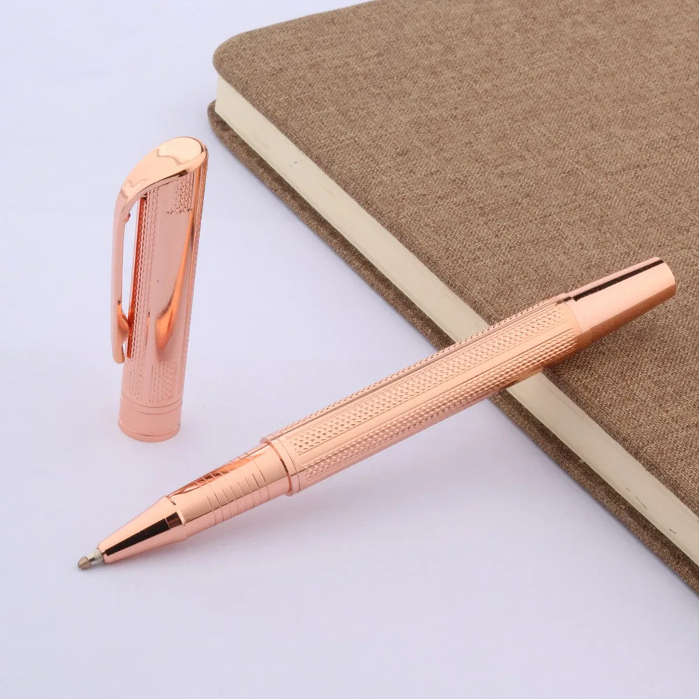 

New Office Metal Classic Engraved Sculpture Wave Rose Golden Gift Trim Rollerball Pen