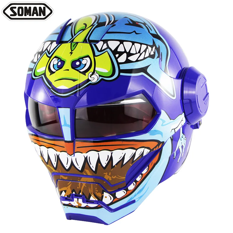 

Motorcycle Helmet Biker Casque Motocross Helmet Iron Man Riding Cruiser Vintage Retro Capacetes Motorbike Full Face Casco Moto