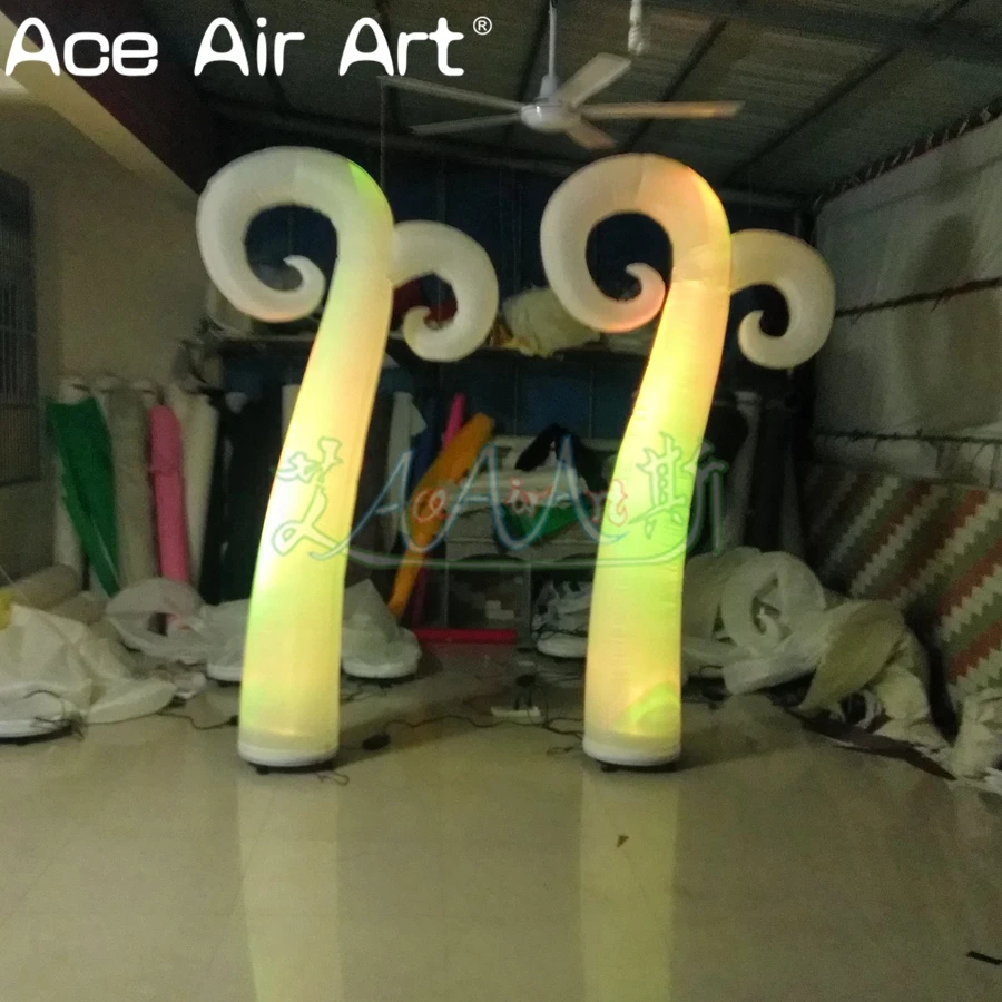 

Inflatable sheep horn,glowing horn,special shape pillar cones with free blower base wheels easy to move, wholesale