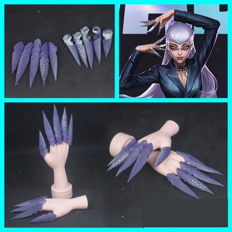 New Type KDA Evelynn Purple EVA Finger Paws Nail Paws Cosplay Accessories for Halloween Party Use 5pcs/set