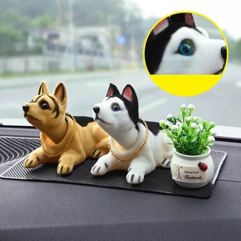 Car Interior Cute Creative Gift Desktop Decoration Car Doll Husky Beagle Saint Bernard Shepherd Shaking Head Dog Decoration