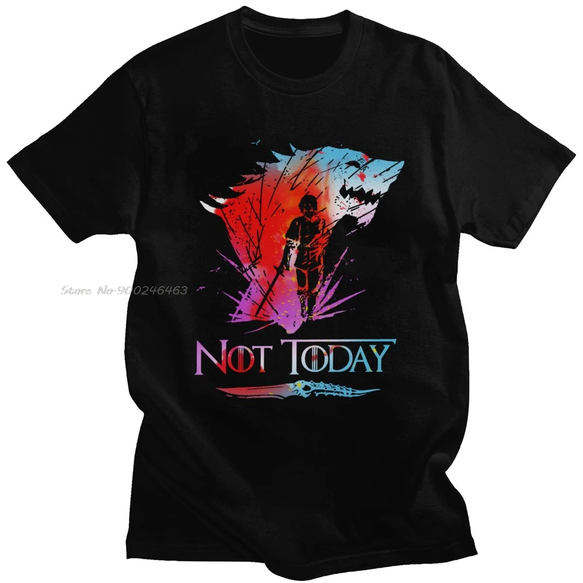 T Shirt Men Pure Cotton Not Today T-shirt Arya Stark Tee Tops Crew Neck Short Sleeved Urban TV Fans Tshirt