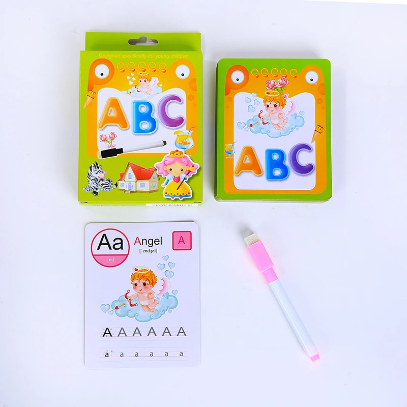 

26 Letter English Flash Card Handwritten Early Development Learning Educational Toy Card Books For Children Kid Gift with box