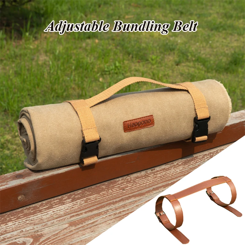 Durable Adjustable PU Leather Blanket Carrying Strap Belt Ith Handle For Picnic Blanket Carrier Travel Camping Rug Carry Strap