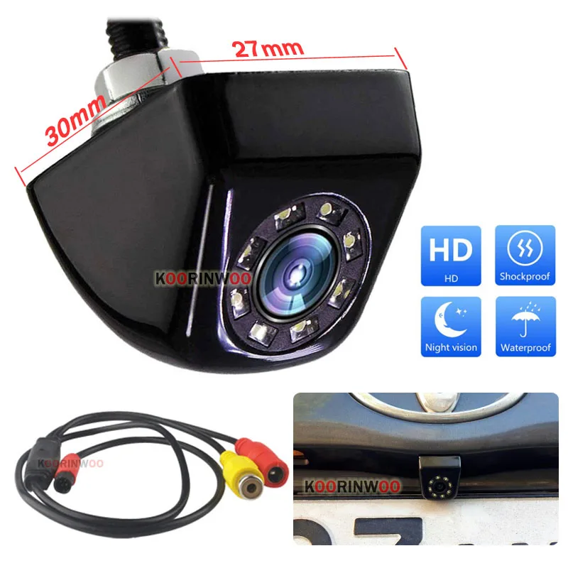 Koorinwoo باركترونيك حساسات وقوف السيارات اللاسلكية 22 مللي متر للرؤية الليلية 8 أضواء كاميرا الرؤية الخلفية احتياطية HD لوحة القيادة رصد الرؤية الخلفية