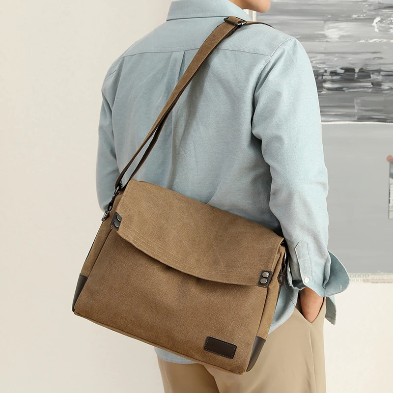 Vintage Men\'s Shoulder Bag High Quality boys Crossbody Bag Casual man Messenger Bag Canvas male Business Handbags 2024 New