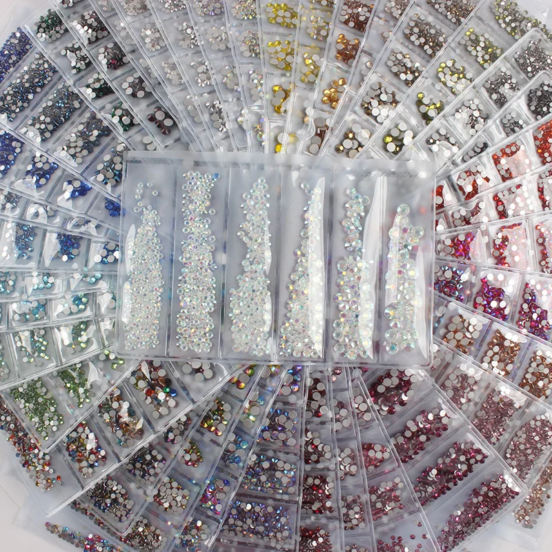 Nail art Rhinestones SS6-SS20 Mocha Luminous Glass Crystal 6 Grid Mix size Packing For Nails Art Decorations Accessories