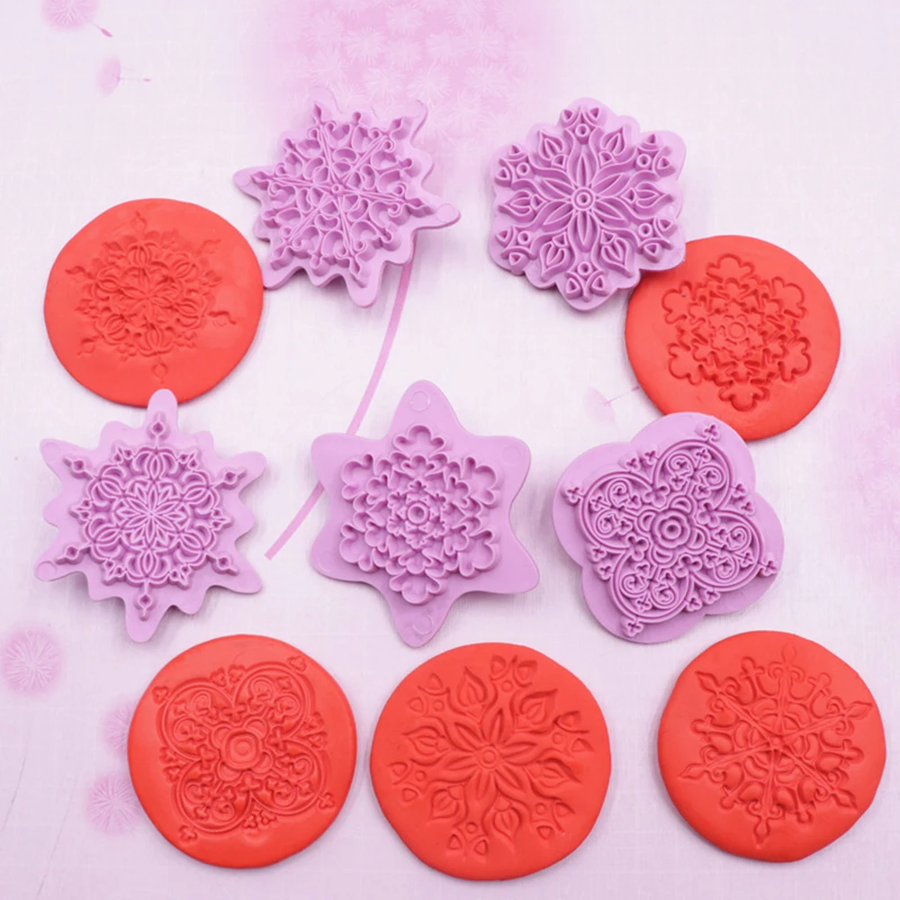 5pcs/set Lace Pattern Embossing Die Plastic Stamp Polymer Clay Sculpture Texture Stamp Clay Tool Dotting Tools