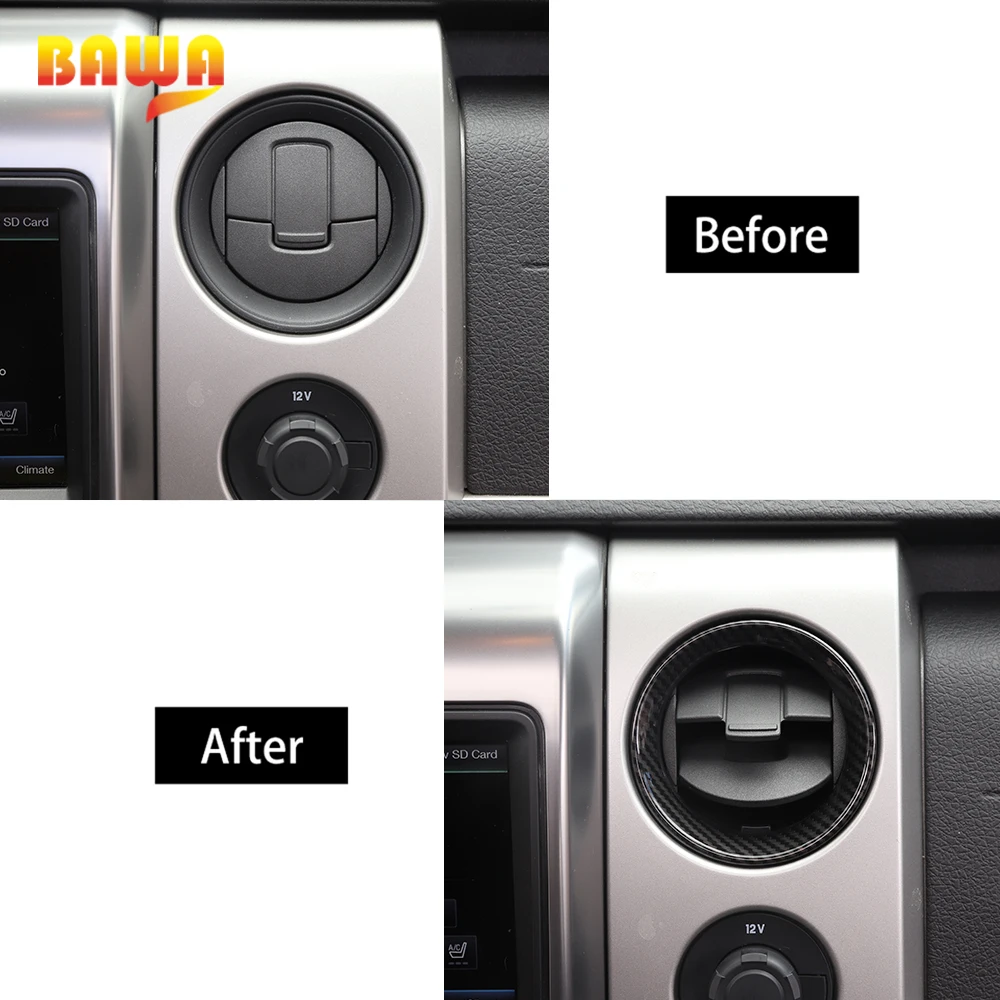 BAWA Air Conditioner Vent Outlet Frame Decoration Cover For Ford F150 Raptor 2009 2010 2011 2012 2013 2014 Interior Accessories