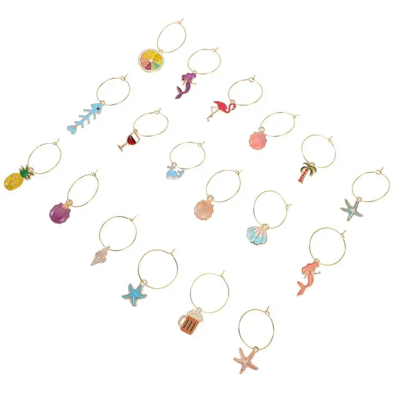 18pcs Assorted Color Wine Charms for Glass Drink Markers High Quality Metal Tags for Wine Glasses Parties and Gatherings