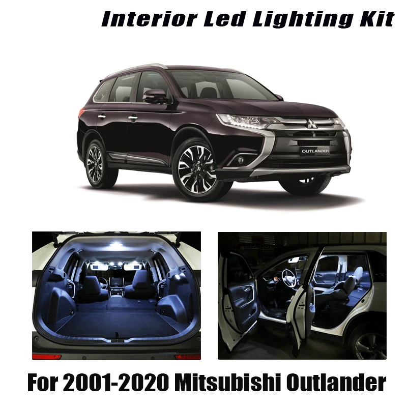 Mitsubishi outlander-kit iluminação para carro, led, mapa interior, porta-malas, 2001 a 2020