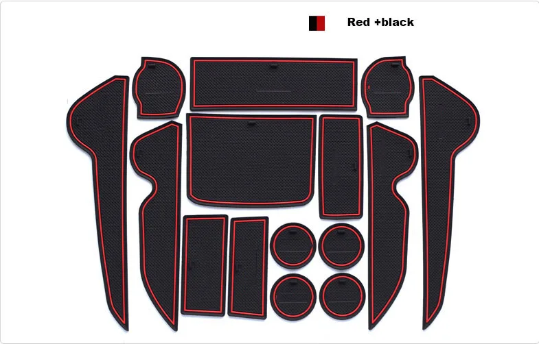 15PCS Rubber Non-Slip Interior Door Mat Non-slip mat Car mats For Toyota Land Cruiser V8 LC 200 2008-2020 Accessories