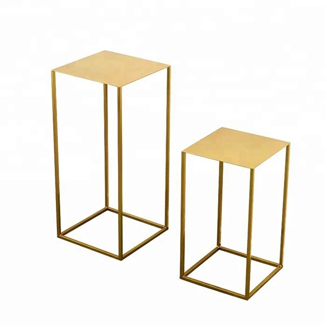 

12pcs)Rectangle Gold Metal Road Lead Flower Vase Flower Stands Table Centerpiece Wedding Decoration 1626