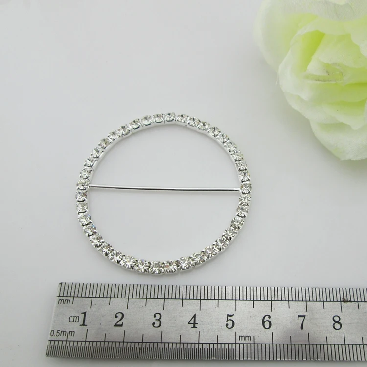 10pcs rhinestone buckle big round for wedding invitation card 40mm innner bar