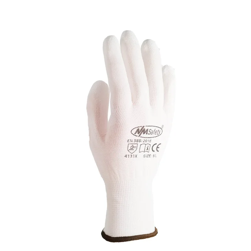 24Pieces/12 Pairs Safety Working Gloves White Pu Nylon Cotton Glove Industrial Protective Work Gloves NMSafety Brand Supplier