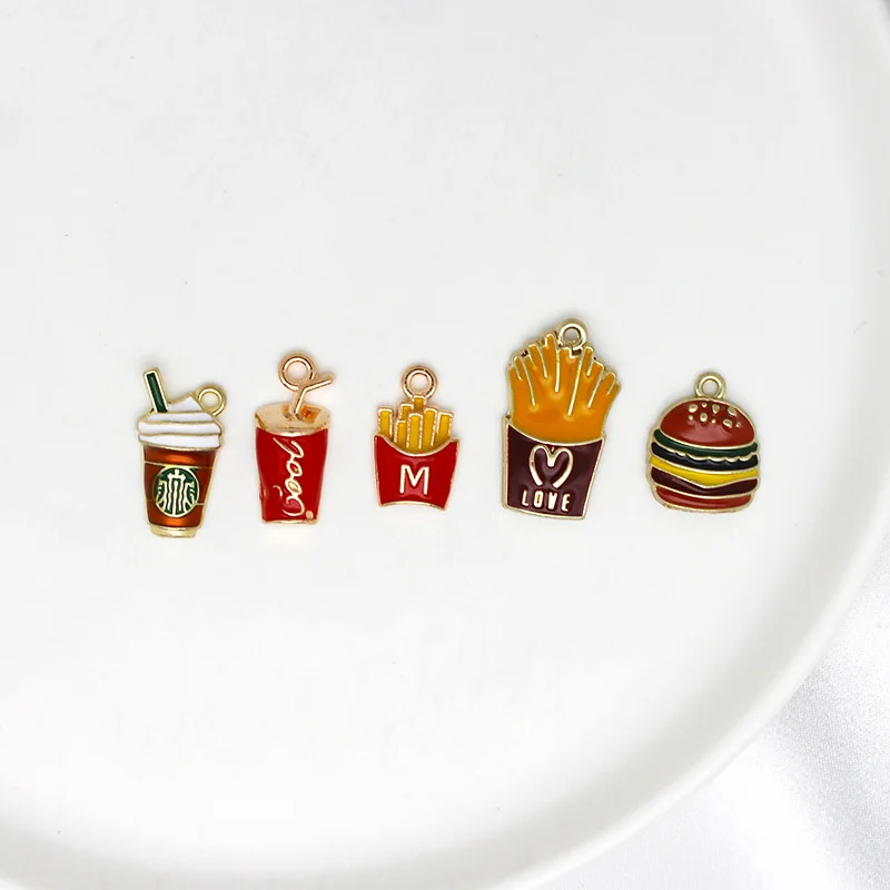 10pcs cute mini cola fries burger charm pendant patch suitable for DIY earrings necklace bracelet fashion jewelry making