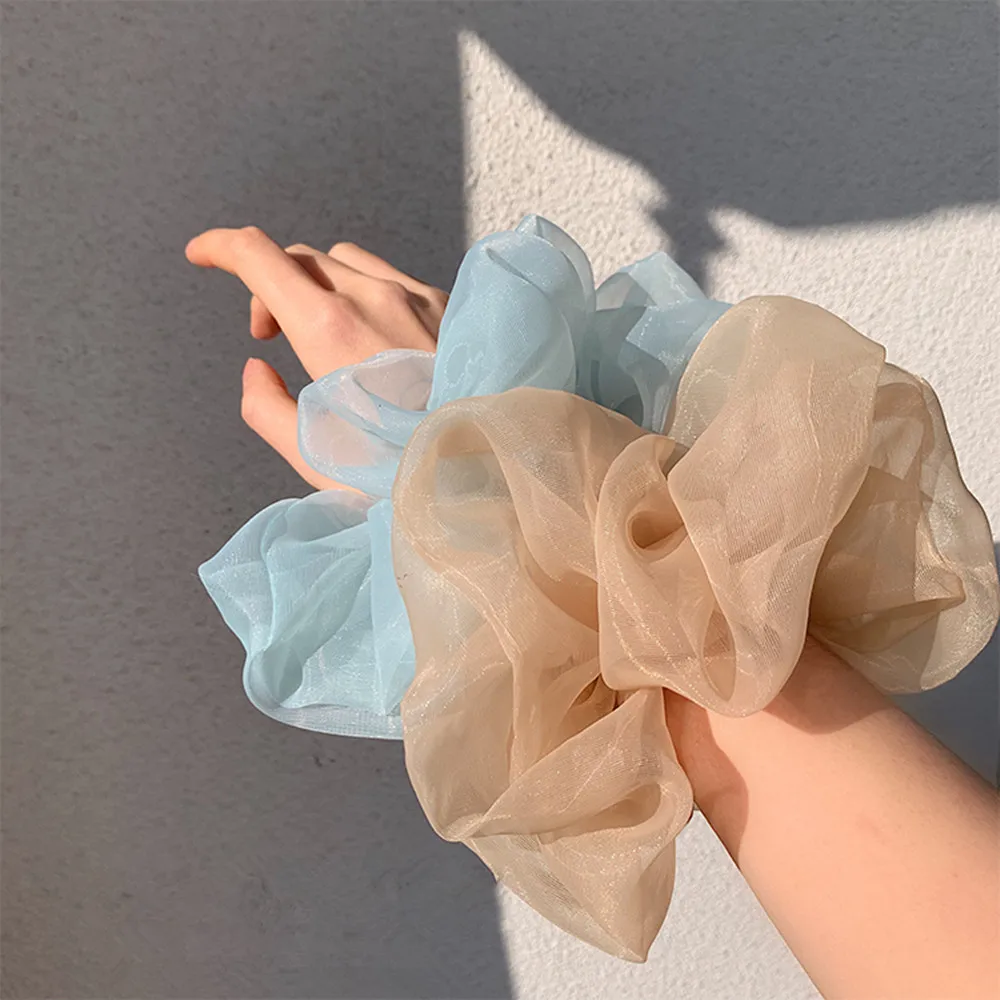 Big Organza Elastic Hair Band Women Hair Scrunchie Large Fairy Whiffon Ponytail Holder Hair Tie For Girls Gum Hair Accessories