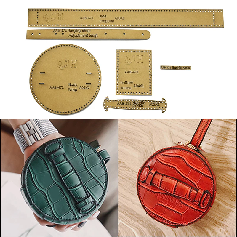 

1Set DIY Kraft Paper Template Fashion Round Clutch Coin Purse Mini Storage Bag Leather Craft Pattern DIY Stencil Sewing Pattern