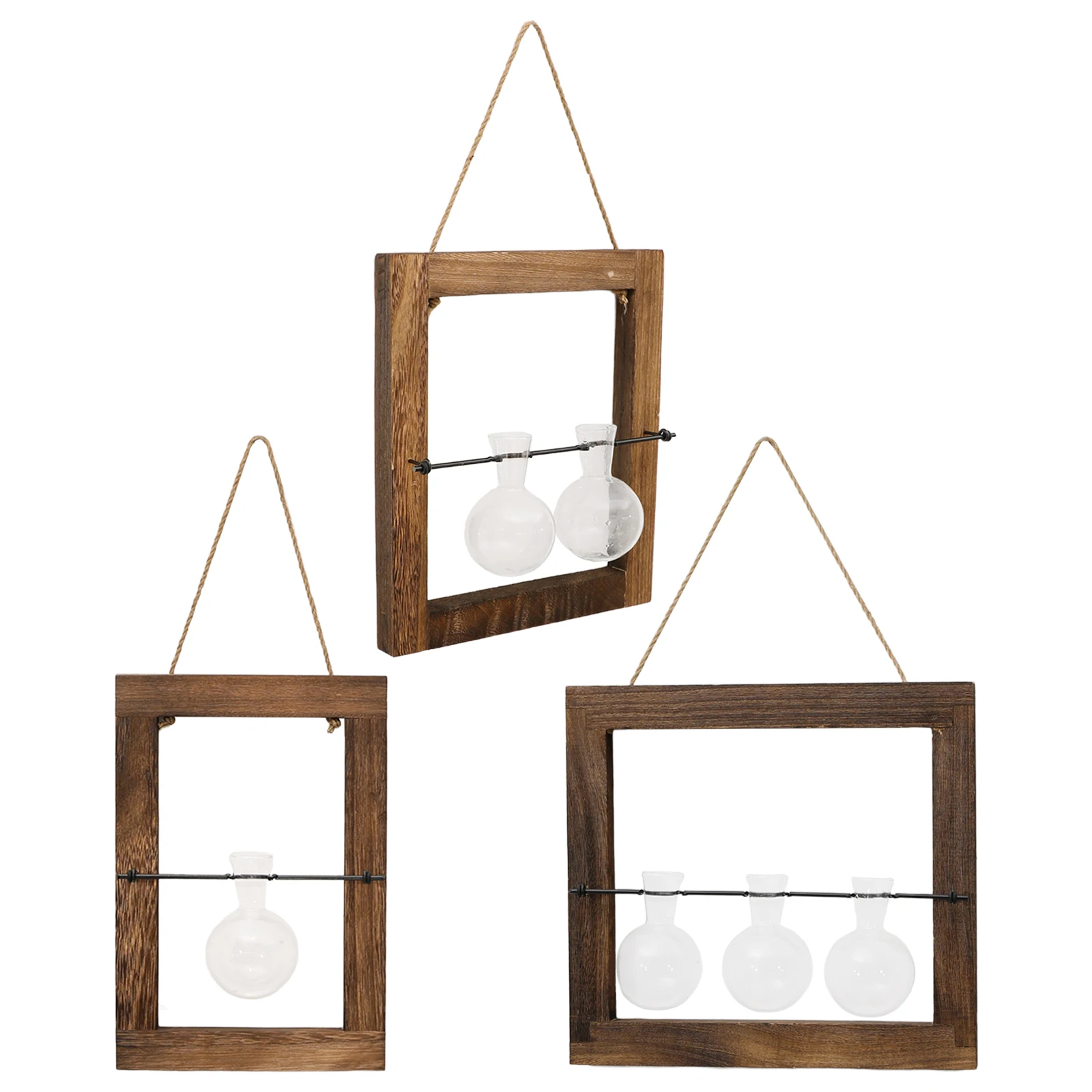 Voortplanting Station Vaas Glazen Planter Muur Opknoping Water Planten Kom Terrarium Decor Desktop Lamp Vaas Houten Frame Container