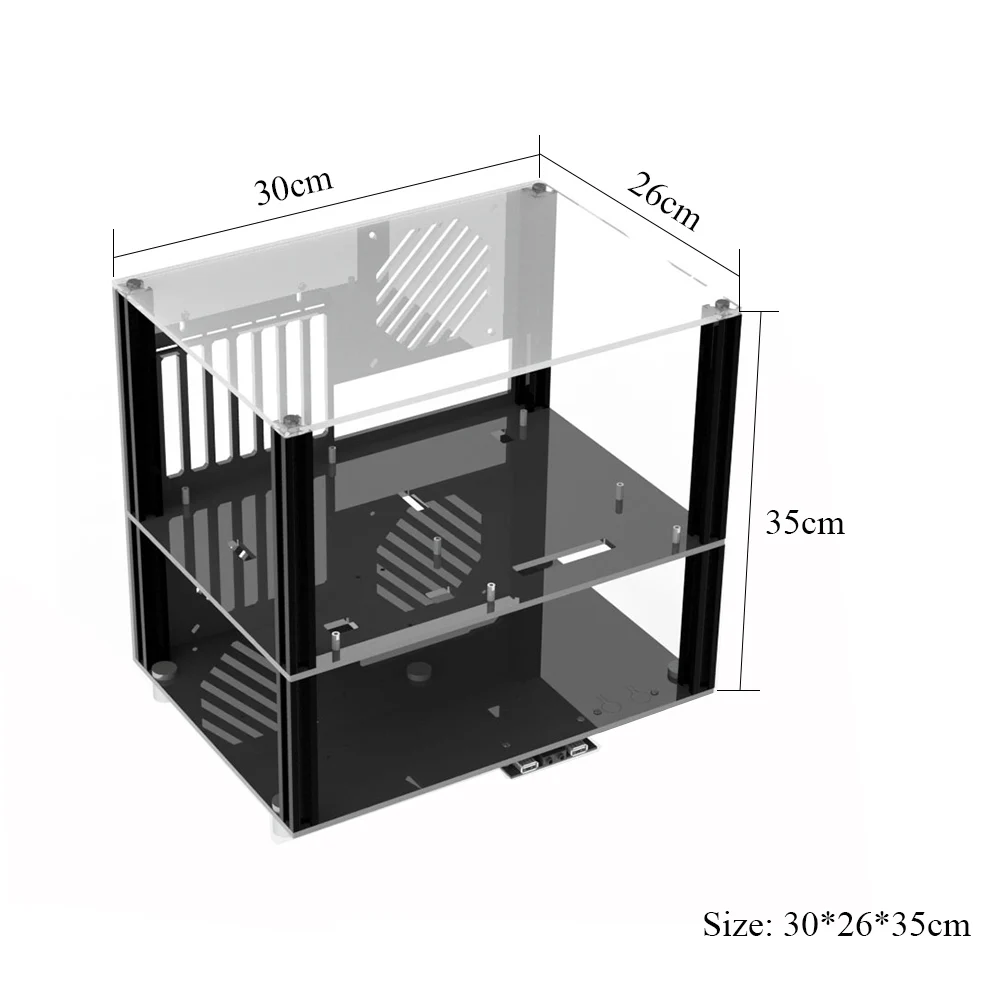 

DIY Acrylic MATX Computer Case Support ITX Double-Layer Open USB Audio Water Fan Cooling Transparent Desktop Cases Tower