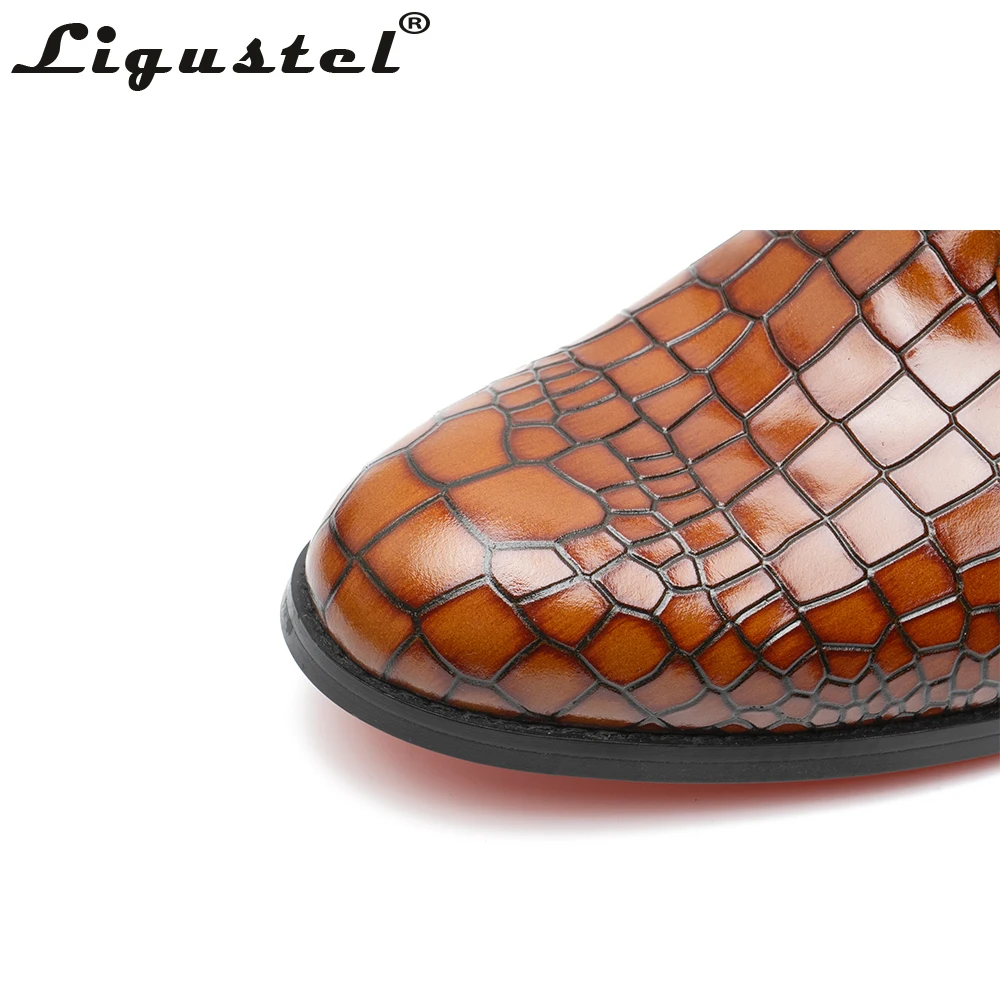 Mens Shoes Casual Handmade Crocodile Leather Shoes Mens Designer High Quality Red Bottom loafers Men Luxury Wedding Brown Shoes