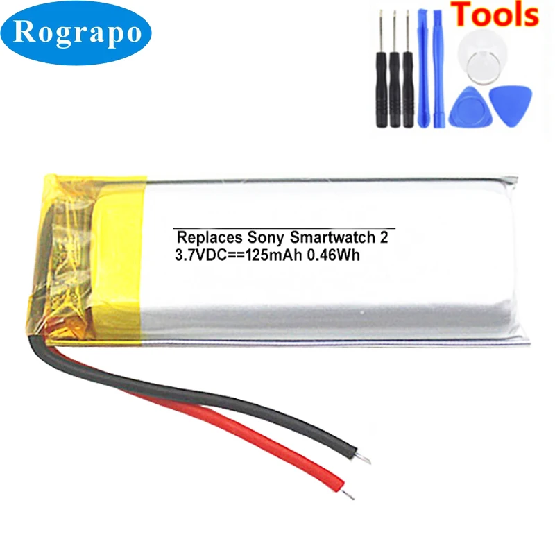 

New AHB412033PS Battery For Sony Smartwatch 2,SW2, RD-0050 Accumulator 125mAh Full Replacement Batterie 2-wire+tools