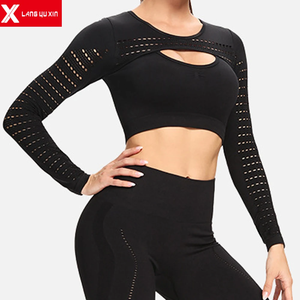 

Yoga Clothing Suit Women 2Pcs Tracksuits Set Winter Long Sleeved Seamless High Waist Tight Leggings Breathable Sportswear