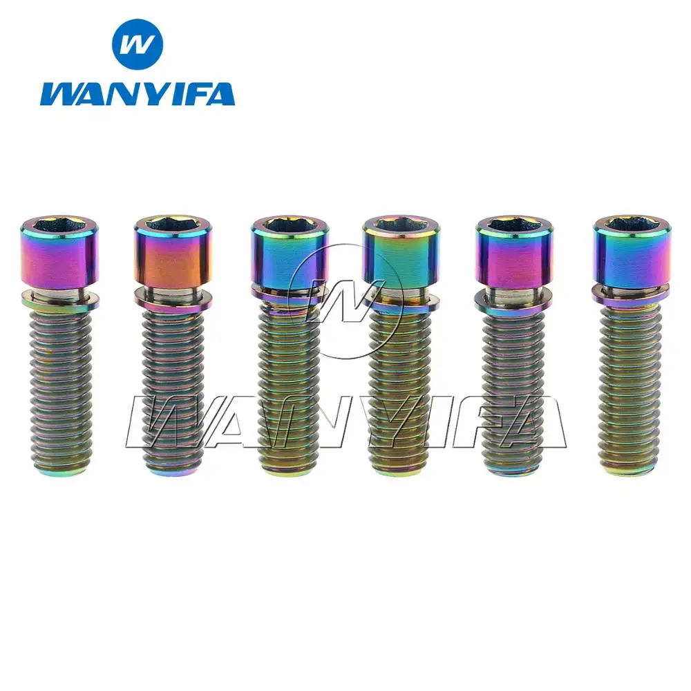 Wanyifa Titanium M8x20 25mm BMX Hex Bolts with Washers Screws for Bicycle 6pcs