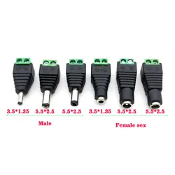 5Pcs/lot Male Female DC Power  2.1mm x 5.5mm 2.5mm x 5.5mm 1.35mm x 3.5mm Needn't Welding DC Plug Adapter 12V 24V For CCTV