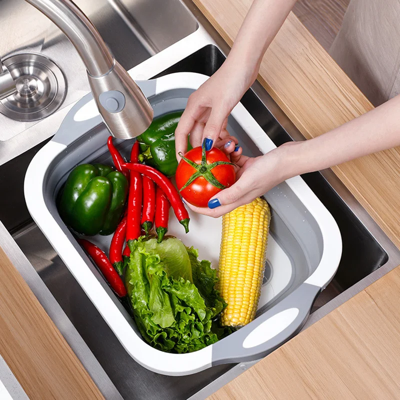 

Kitchen Folding Cutting Board Household foldable Chopping Mildew Multifunctional Vegetable Fruit Washing Drain Storage Basket