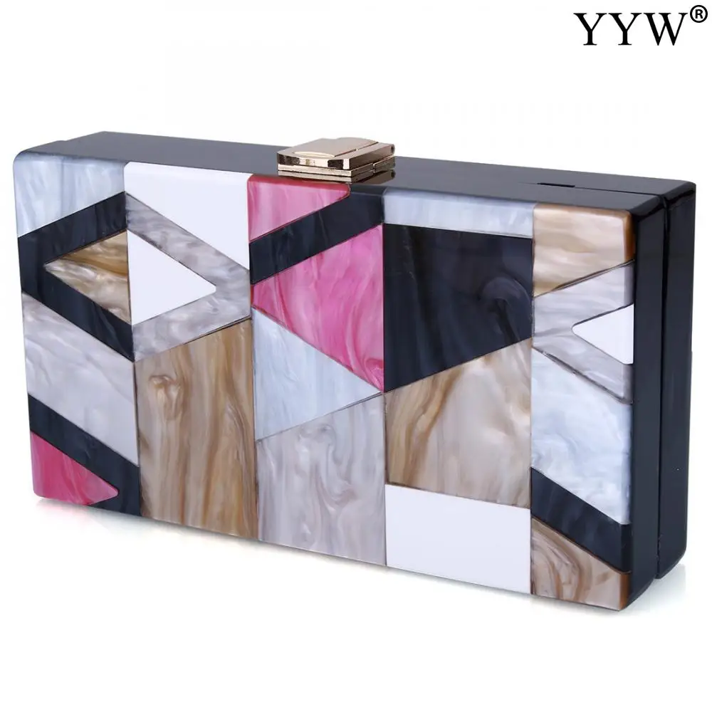 Fashion 2021 Women Acrylic Box Clutch Bag Geometric Exquisite Vintage Small Purse For Ladies Party Wedding Handbag Evening Bag