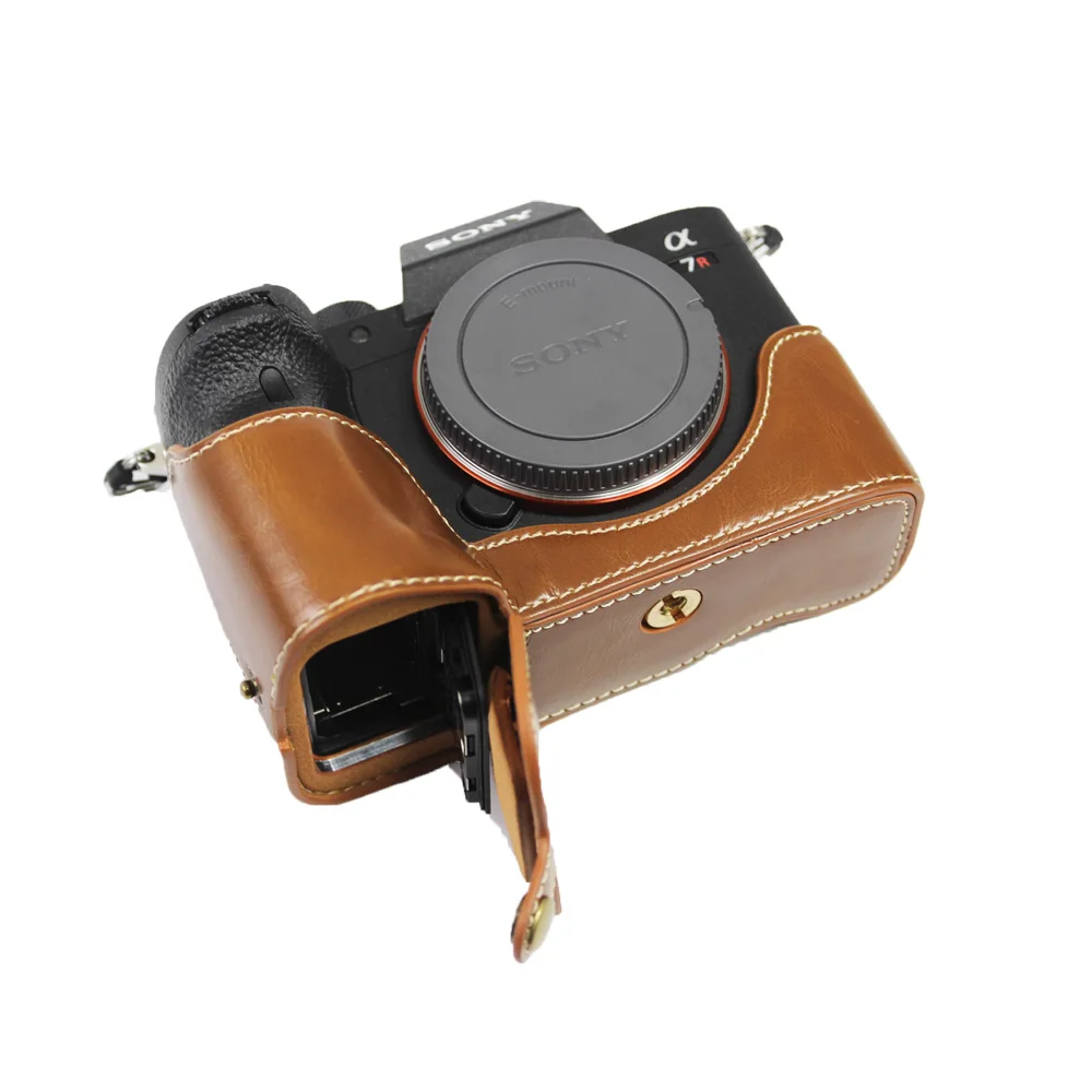 PU Leather Half Camera Case Bottom Bag Cover For Sony A7II A7S II A7R II A9 A7R3 A7 III A7R III A7R4 A7R IV