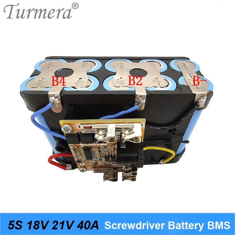 Turmera 5S 18V 21V 40A BMS Lithium Battery Board with Balance for 21V 18V Screwdriver Shurik and Vacuum Cleaner Battery Pack Use