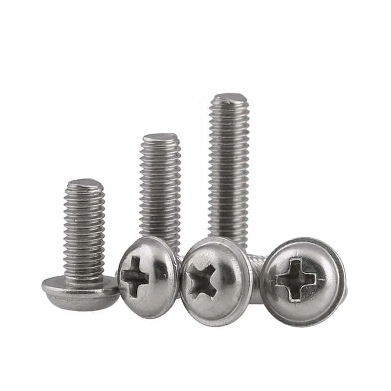 304สแตนเลสสตีลรอบหัวเครื่องซักผ้า Phillips สกรู/Truss Head Cross สกรู M2 M2.5 M3 M4 m5 M6