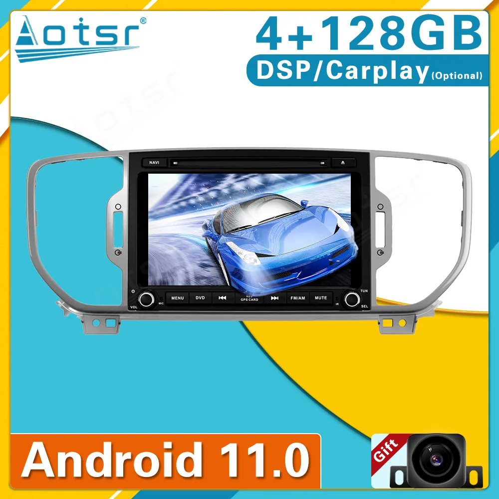 

Android 11.0 4G+128G For Kia Sportage 2016-2018 PX6 Carplay Multimedia Player Tape Recorder GPS Navigation Car Radio Head Unit