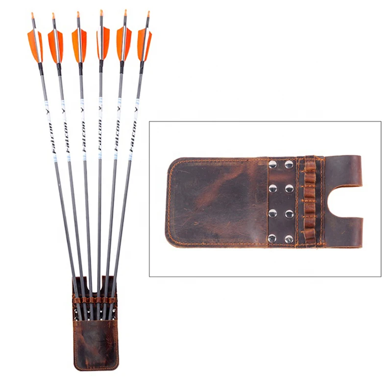 

SPG 6 pcs Arrows Quiver Archery Hunting Shooting Recurve Compound Bow Leather Portable Arrow Holder