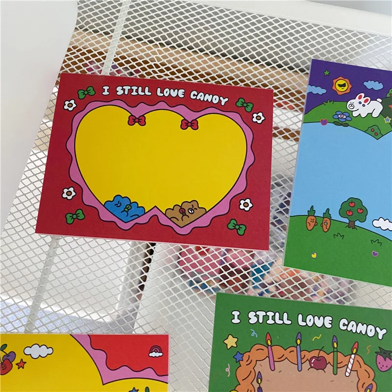 Cartoon Cute Bear Funny Candy Border Memo Pad 50 Sheets Colorful Creative Notepad Personalized Notes Message Paper Stationery