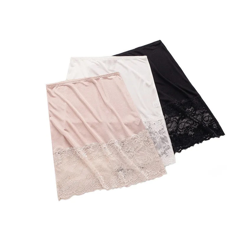 

Birdsky, 2PCS Women silk half slips petticoat chemise lace underskirt high waist 70% viscose 30% mulberry silk 3 colors. OR-63