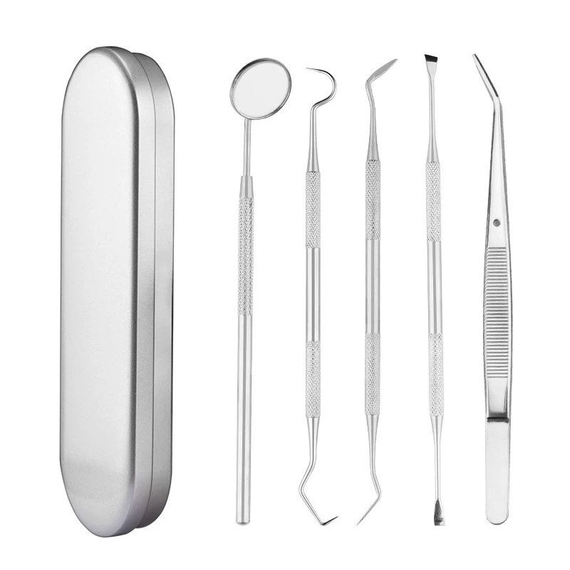 Inoxidável Tooth Cleaning Tool Set, Espelho Boca, Pinça, Sonda, Kit Dental, Oral Care, Dentista Cartoons