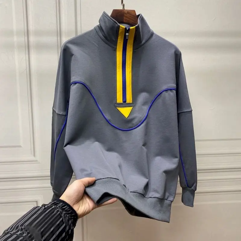 

Fonekie Autumn High Collar Pullover Men Long Sleeve T Shirt 2021 New Student Korean Trend All-match Bottoming Shirt Mens Clothes