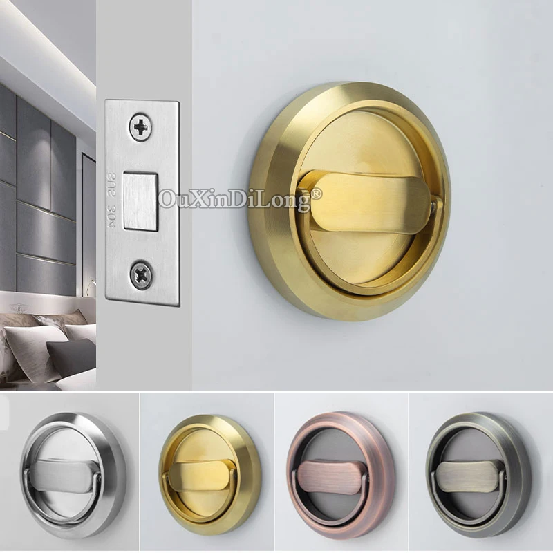 

Luxury 2PCS European Invisible Hidden Door Locks Background Wall Private Room Conceal Pull Ring Door Knobs Locks + Keyhole + Key